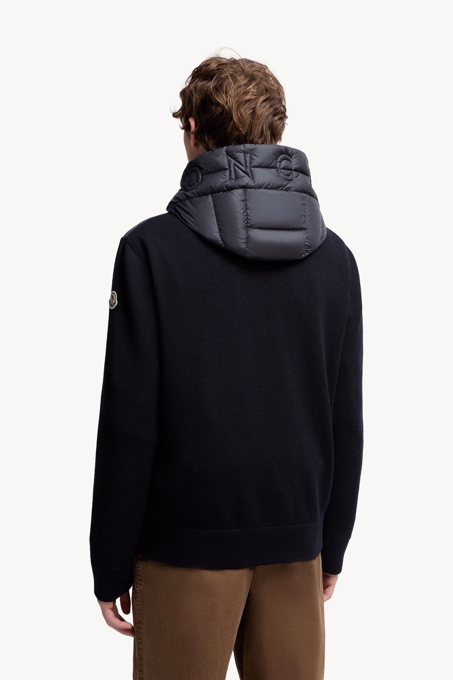 Padded Wool Zip-Up Hoodie Men Blue Moncler 5
